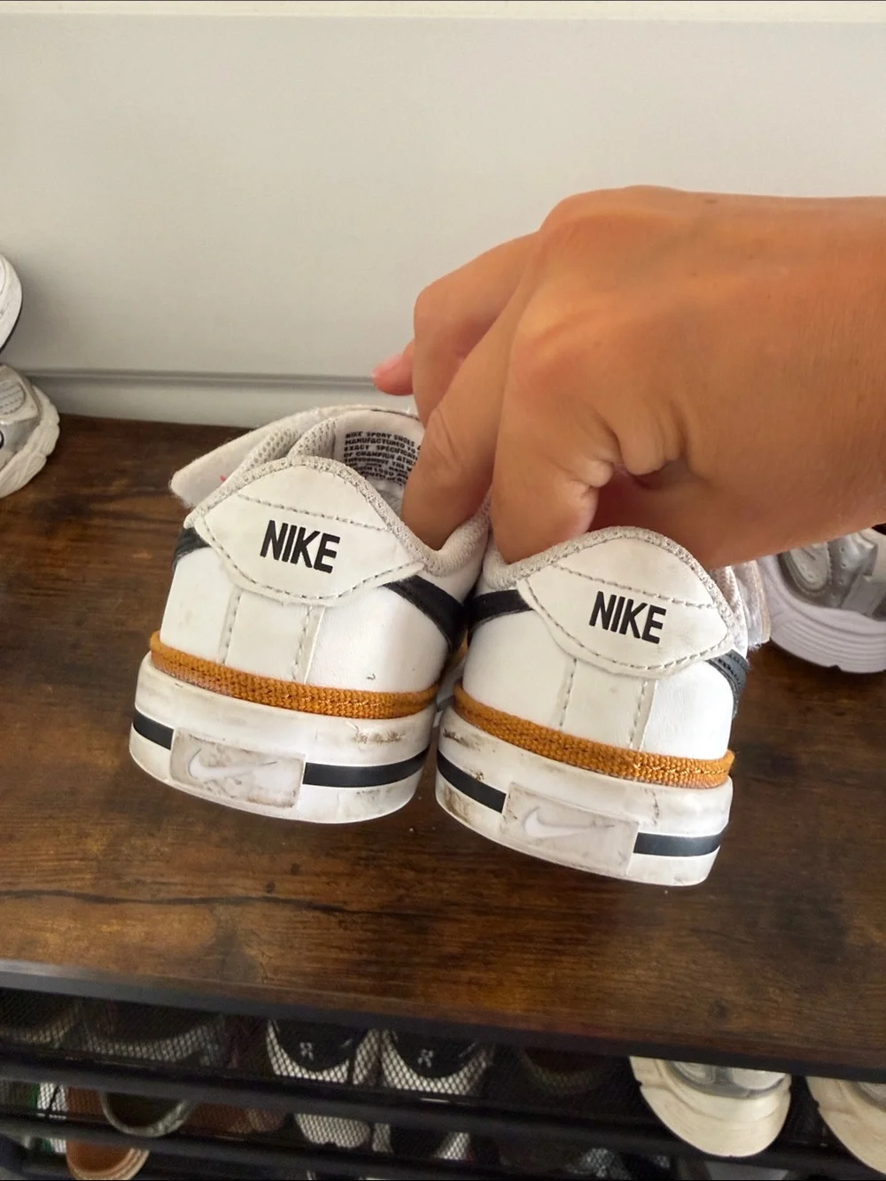 Nike Kids White, Black & Brown Low-Top Sneakers